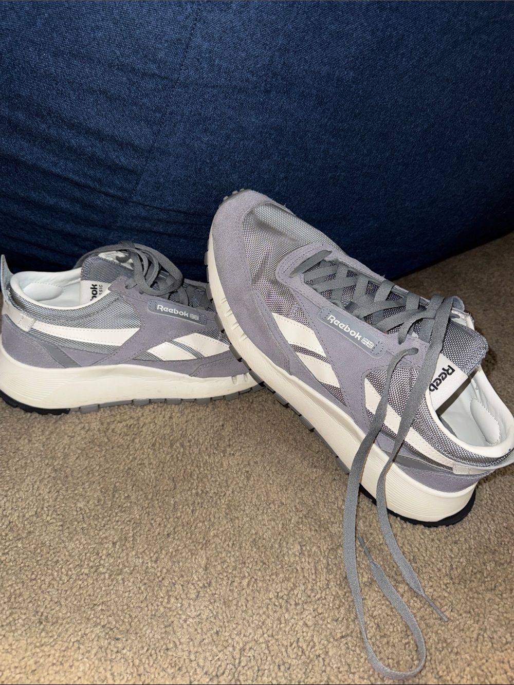 Reebok Men's Gray & White Retro Running Sneakers